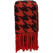 nWT DKNY Womens Oversized Houndstooth Multifunctional Scarf with Fringe DKNY-526