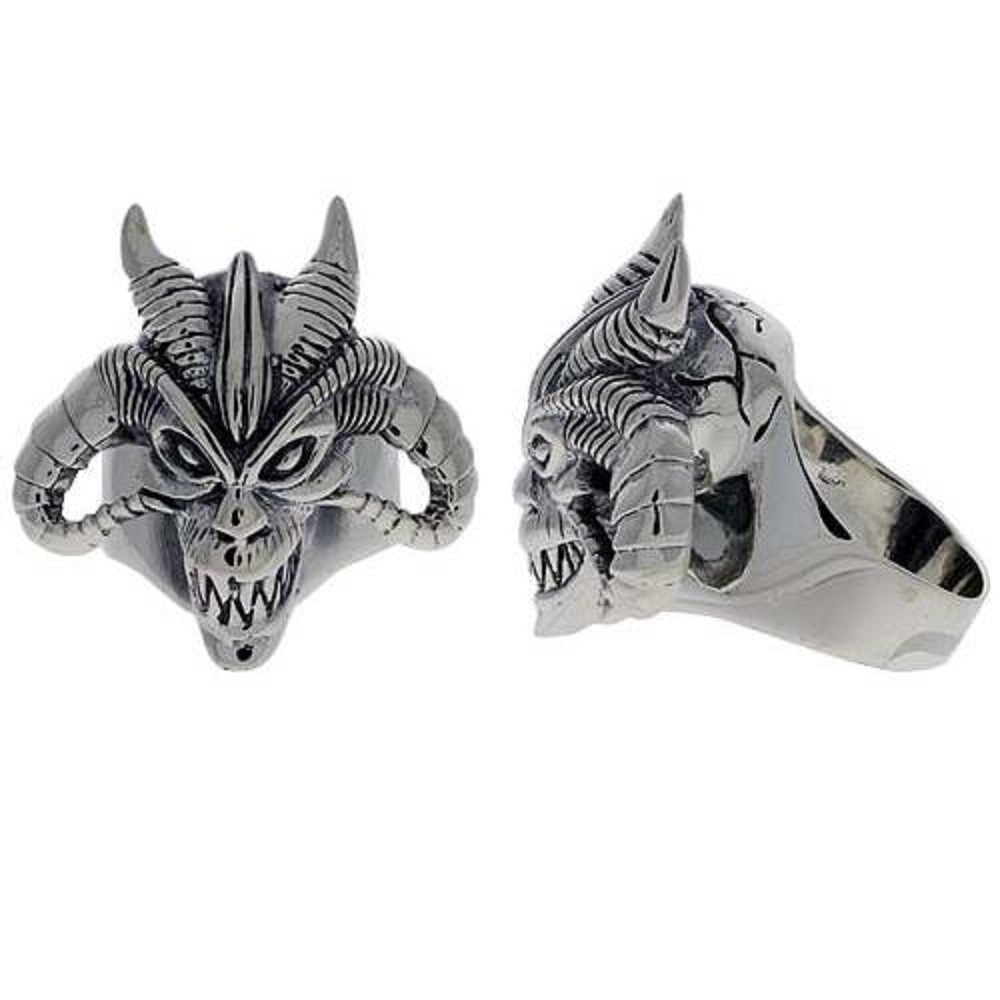 Anello In Argento Sterling Con Teschio Floreale - Gioielli Da Motociclista Da Uomo - Italia