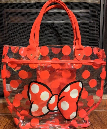 Minnie Mouse Red Bow Clear Purse Tote Handbag Travel Beach Bag