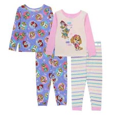 New Toddler Girl Paw Patrol "Good Pups, Good Vibes" 4-Piece Pajama Set 3 4 5