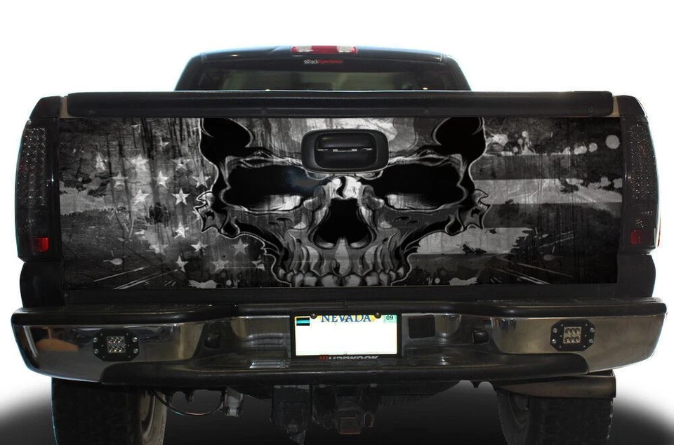 Calcomanía envolvente gráfica para puerta trasera de cama de camioneta para Chevy Silverado 1500 99-07 Calaveras - Imagen 2 de 2