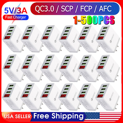 3 Port Fast Quick QC 3.0 USB Hub Wall Charger Power Charge Adapter US Plug LOT