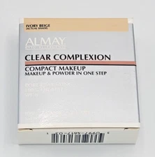 NEW Almay Clear Complexion Compact Makeup &POWDER IN ONE STEP-IVORY BEIGE