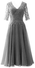  Lace 3/4 Sleeve V Neck Mother Of The Bride Dress Outfits Evening Formal Prom