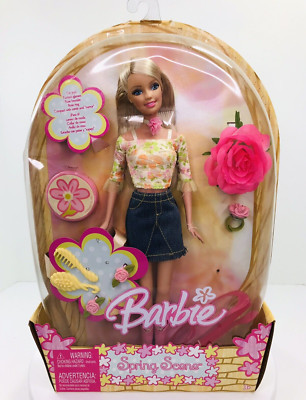 NIB Barbie Spring Scene 2005 Blonde Blue Eye Doll