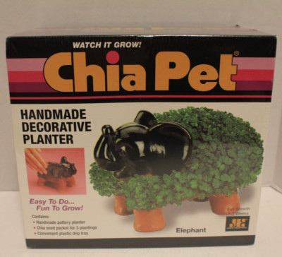 Chia Pet Elephant Handmade Decorative Planter With Box Watch it Grow NEW, Sealed