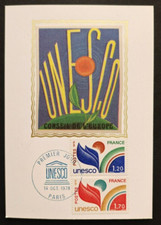 1978 Carte FDC 1er jour Ed soie UNESCO,CONSEIL DE L'EUROPE, PARIS