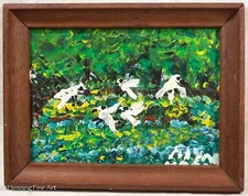 Beautiful Alyne Harris Folk Oil Painting Naive Florida Female Painter 1/5