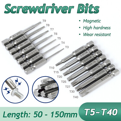 Magnetic Torx Screwdriver Bits Hex Shank 1/4'' Hex Security Bit Tamper Proof