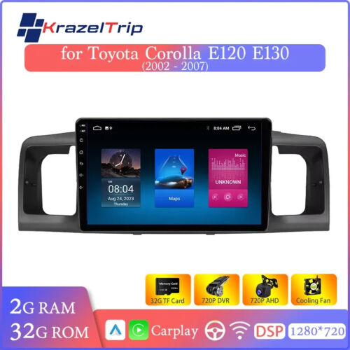 1280*720P Carplay Android Car Radio for Corolla E120 E130 2002 -2007 GPS DSP RDS
