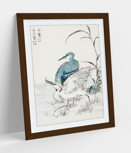 NUMATA KASHU, NIGHT HERON & LITTLE EGRET -FRAMED WALL ART POSTER PRINT 4 SIZES - 第 10/10 張圖片