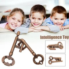 -Chinese Intelligence Toy Brain Teaser Game Kids Adults Puzzle Untie Key Lock