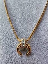 Rachle Zoe Crescent Horn with CZ Accent Bale Yellow Gold Plated Necklace