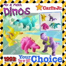 Carl's Jr. 1993 MIX & MATCH DINOS Prehistoric Dino Dinosaur YOUR Choice TOY  SET