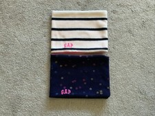 GAP Kids Set 2 Fleece NECK WARMER White Navy Striped Dot Hot Pink Lined Warm EUC