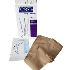 JOBST Relief 30-40 mmHg Compression Stocking Hose Knee High Open Toe Large Beige