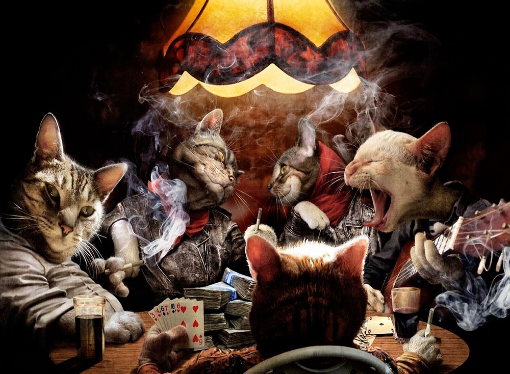 Cats Playing Poker Singing Smoking Funny Poster Art Picture Home Decor 13x19
