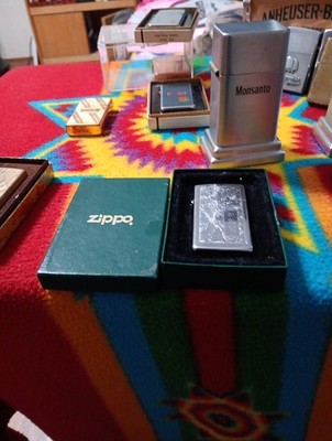 Vintage Zippo 1652 Slim Venetian Lighter with Box Engraved A.L.E. 