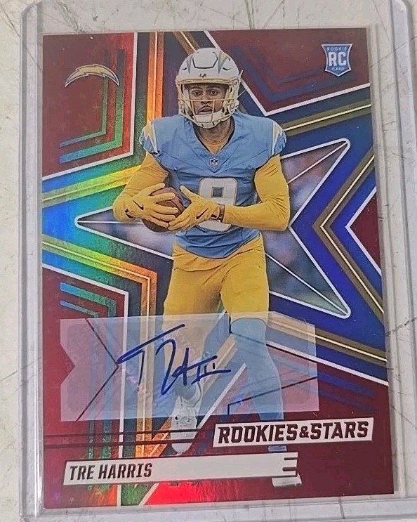 Tre Harris 2025 Panini Rookies & Stars Red Signature Auto RC #187