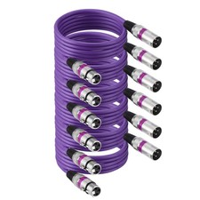 6Pcs 6.5Ft Length Purple XLR Cables Microphone Cable XLR Male to Female 3-pins