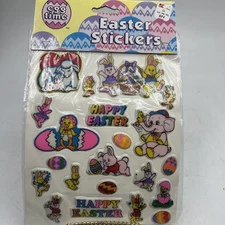 Vintage Easter Puffy Stickers Bunny Rabbits Chicks Eggs Egg Time Elephant NIP