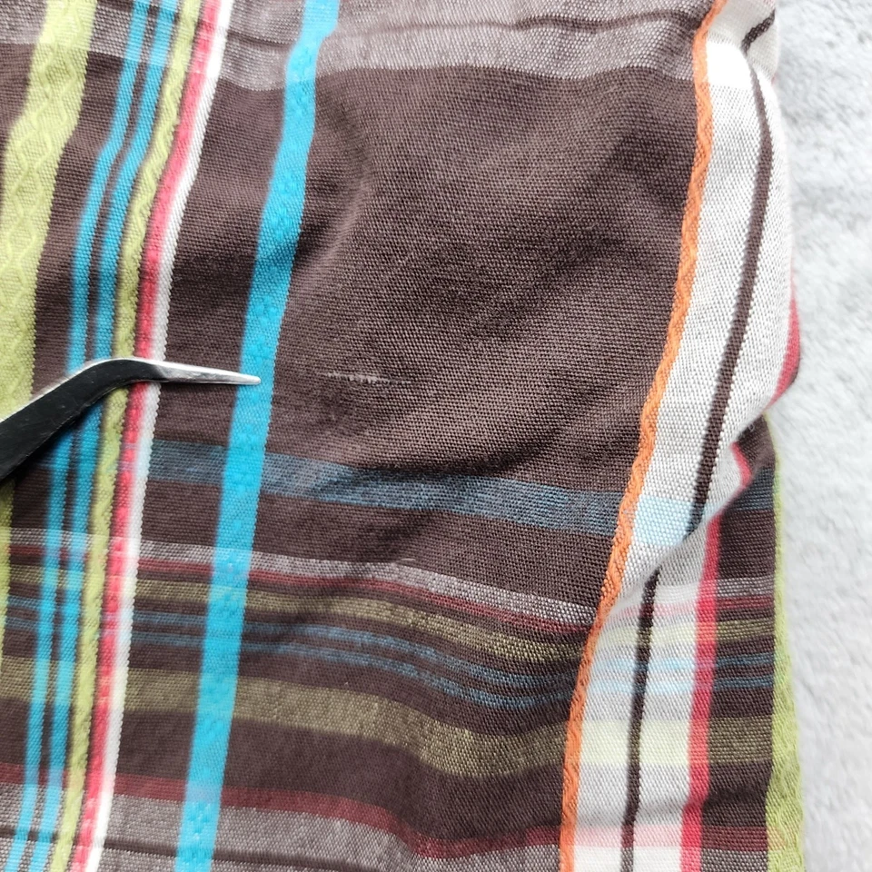 NUEVO Pantalones Cortos Maurices Para Mujer 5/6 Marrón Cuadros Doble Botón Algodón Bermudas Informales Foto 4 de 4