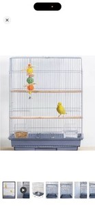 Large Gray Metal Flight Bird Cage for Cockatiel Parakeet, Perches Feeders