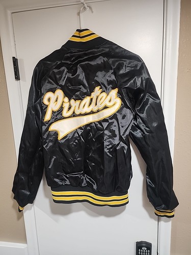 Vintage Hartwell Satin Varsity Jacket - Retro Pirates Black Small Mens- USA Made