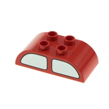 1x Lego Duplo Roof Bricks 2x4 Red Stone Double Curved 2 Car Window 98223pb001