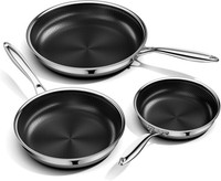 Edelstahl-Pfannenset 3-Teilig Antihaft 20-28 Cm KüChe Kochen