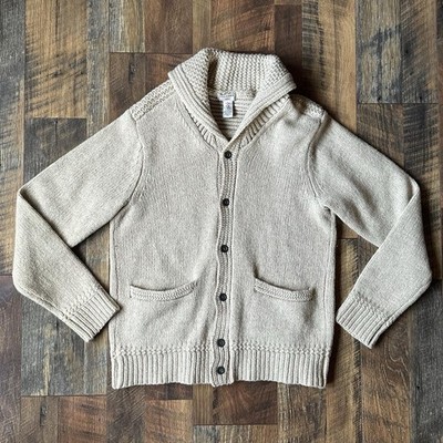 Dockers Cream Wool Chunky Knit Cardigan Metal Buttons Men s M