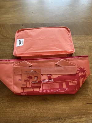 BRAND NEW Trader Joe's 2 Mini Insulated Bag Peach & Teal Tote 