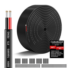 16 Gauge Wire 2 Conductor Electrical Wire, 16 AWG Wire Stranded PVC Cord 50FT,