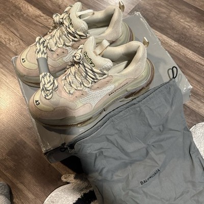 Balenciaga Triple S Beige Cream Chunky Sneakers Men's EU 43 Mesh