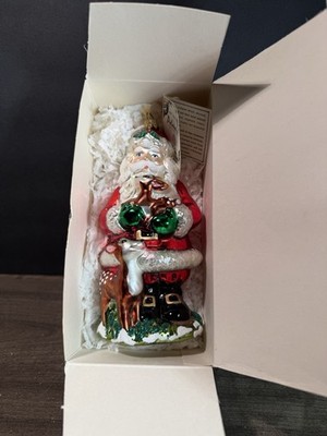 Kurt Adler Polonaise Santa w/Reindeers Christmas Ornament, New In Box