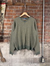 Vintage Polo Ralph Lauren Green Lambswool V-Neck Sweater - size Large
