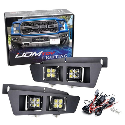 #ad #ad Dual White LED Pod Fog Light Kit w Opening Panel Cover Wiring For 17 20 Raptor $182.09