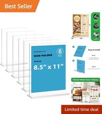 Versatile 6 Pack Acrylic Display Holders - Clear Double-Sided 8.5x11 Stands
