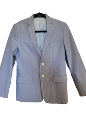 IZOD Medium Blue 2 Button Boys Size 16 Cotton Blazer Preppy Spring