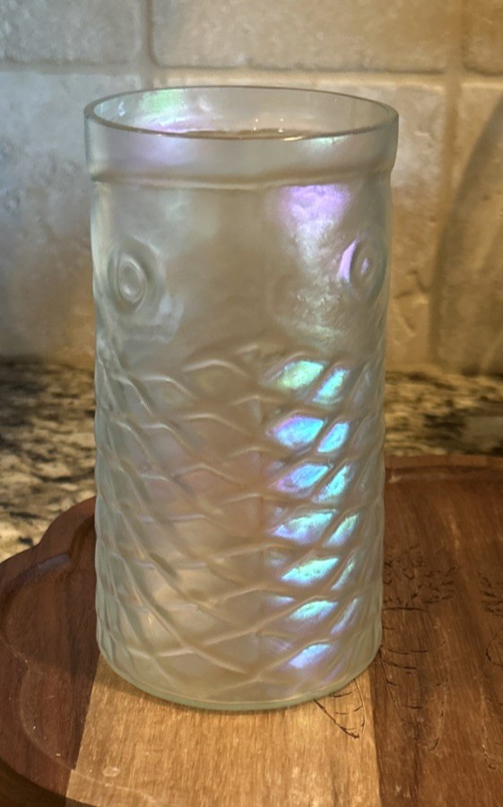 John Cook Koi Fish Iridescent Art Glass Clear Handblown Artist Signed 1998 5.5"