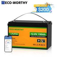 ECO-WORTHY 1920Wh 12V 150Ah LiFePO4 Lithium Battery Bluetooth RV Trolling Motor