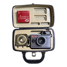 Vintage 1965 Ansco Cadet II Camera Set Original Parts & Papers Untested