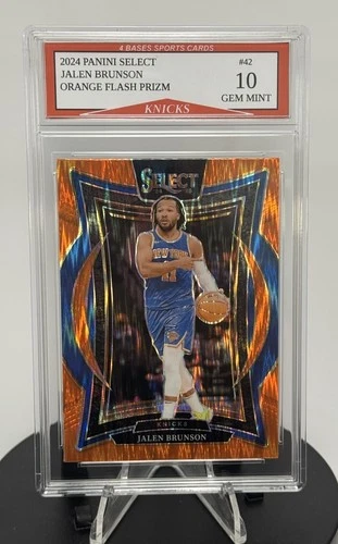 2025 Panini Select Jalen Brunson Orange Flash Prizm Knicks Card #42 Gem Mint 10