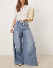 Free People We The Free Westward Barrel Leg Demi Blue Women  s Jeans Sz 25 NWT