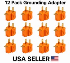 12 Pack 3-Prong to 2-Prong Grounding Adapter Orange Electrical Outlet Plug