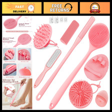 8 PCS Silicone Back Scrubber Shower Brush Set, Scalp Massager Toe Cleaner, 4