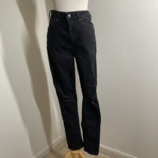 Levi  s Women  s 721 High Rise Skinny-SZ 30- Black Distressed Jeans Stretchy