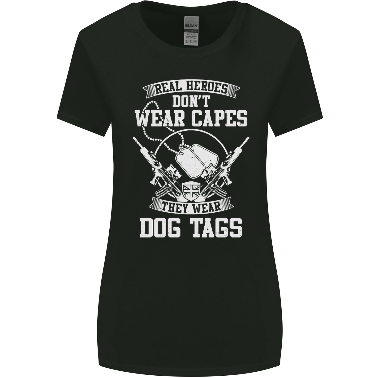 Real Héroes Ropa Etiquetas de Perro Veterano Militar Mujer Ancho Cortar Camiseta