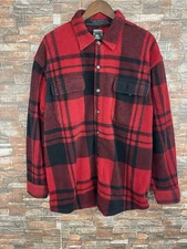 McIntosh Seymour Shirt Shacket Mens XL Red Plaid Fleece 90s Soccer Rugby Vtg