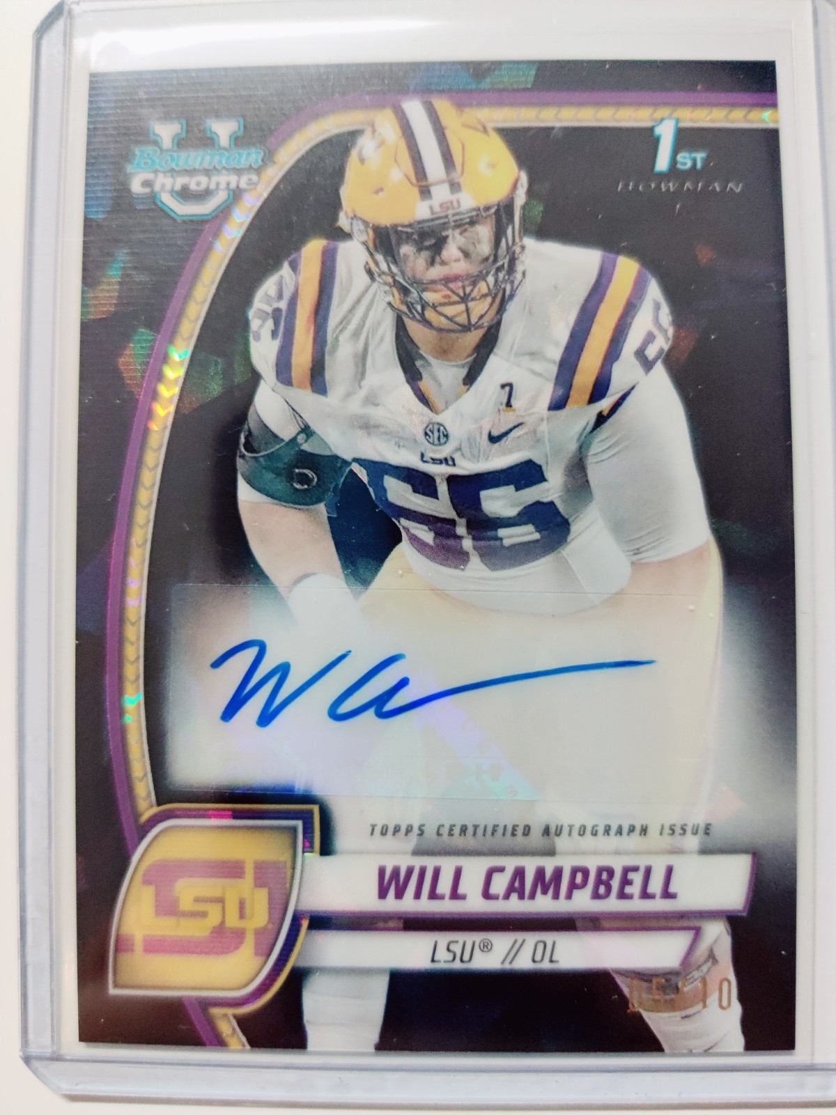 Will Campbell 2024 Bowman U chrome 1st black sapphire auto #PA-WCA /10